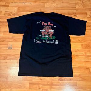 Vintage 90s Top Dog Graphic T Shirt Streetwear Retro Cartoon Hip Hop Black Tee